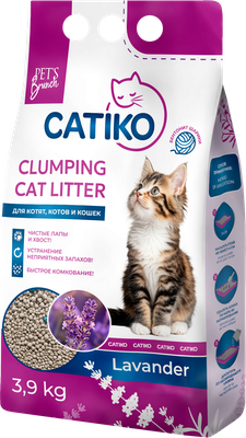 Наполнитель для туалета Catiko М Comfort (лаванда, 3.9кг) -