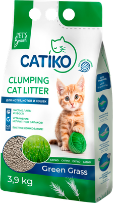 Наполнитель для туалета Catiko М Comfort   (зеленая трава, 3.9 кг) -