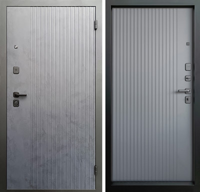 Входная дверь Промет Рона 86x205 (правая, бетон графит/графит нубук/черный муар) -