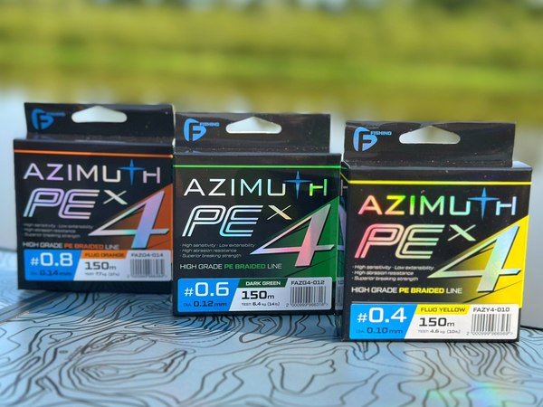 Леска плетеная F-Fishing Azimuth PE X4 150м Fluo Yellow / FAZY4-010 (0.10мм)