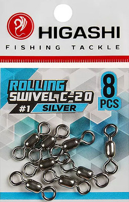 Набор вертлюгов рыболовных Higashi Rolling swivel C-20 #1 /  02007 (Silver) - 