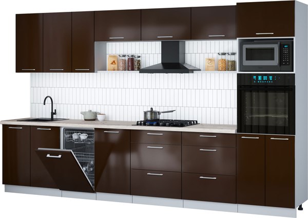 Кухонный гарнитур Интерлиния Мила Gloss 3.5-ПМ3