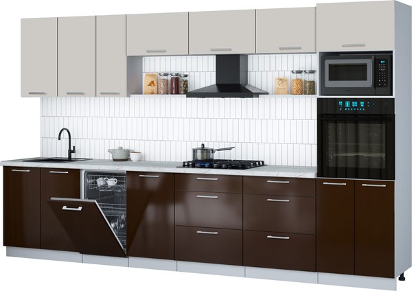 Кухонный гарнитур Интерлиния Мила Gloss 3.5-ПМ3