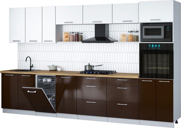 Кухонный гарнитур Интерлиния Мила Gloss 3.5-ПМ3