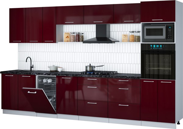 Кухонный гарнитур Интерлиния Мила Gloss 3.5-ПМ3