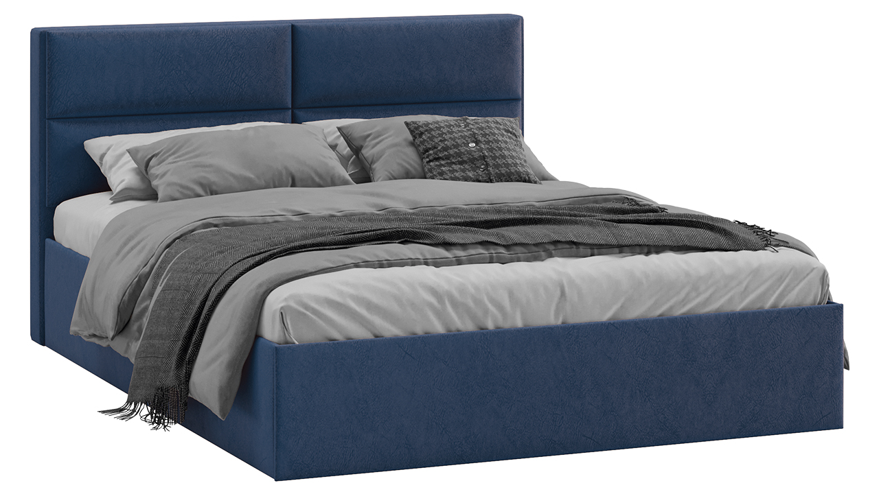 Каркас кровати ТриЯ Глосс универсальный тип 1 140x200 (микровелюр Wellmart Blue) — фото 1