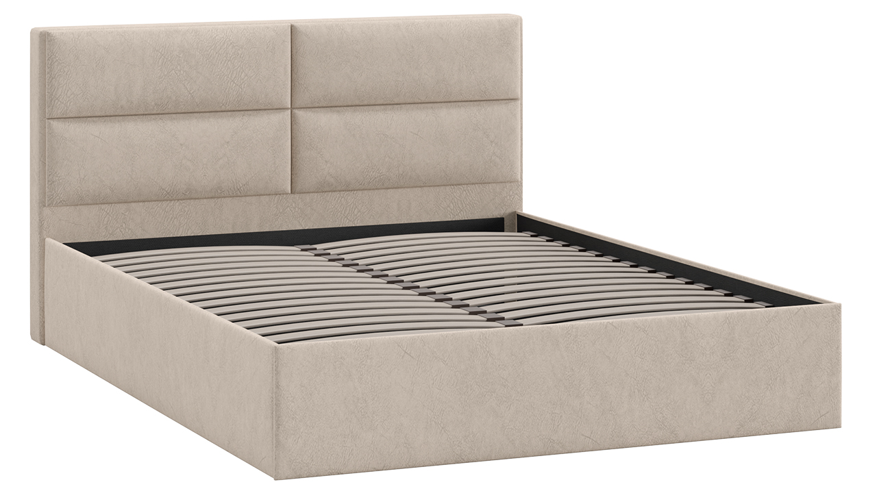 Каркас кровати ТриЯ Глосс универсальный тип 1 140x200 (микровелюр Wellmart Dark Beige) — фото 2