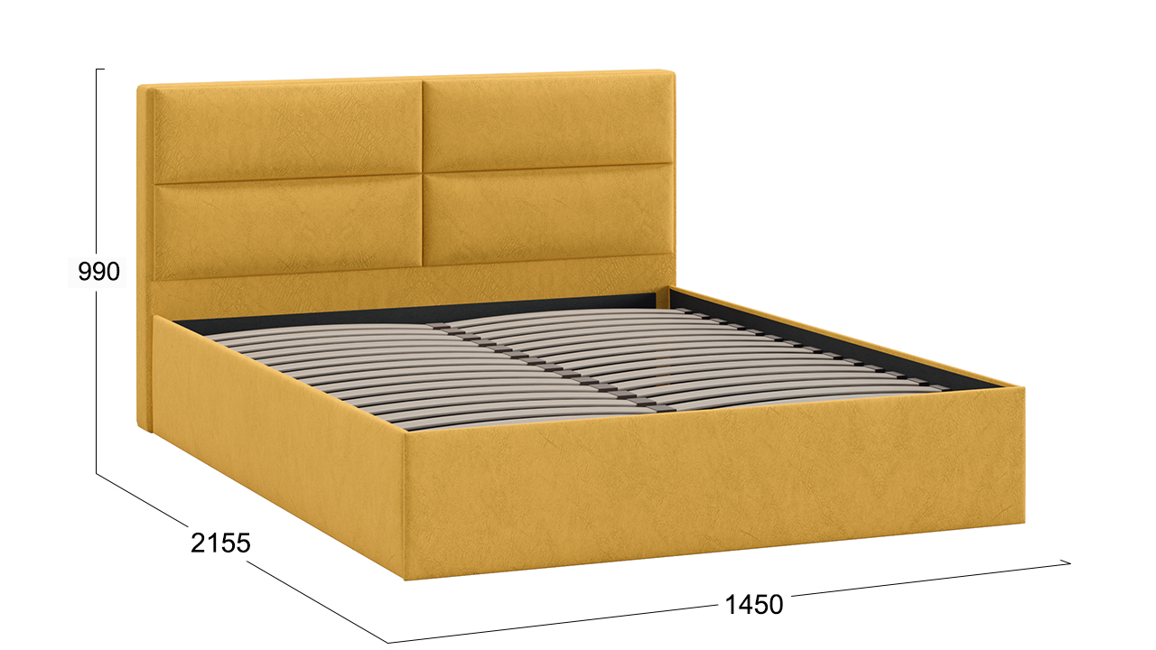 Каркас кровати ТриЯ Глосс универсальный тип 1 140x200 (микровелюр Wellmart Yellow) — фото 3
