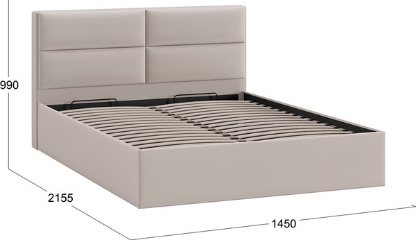 Купить Полуторная кровать ТриЯ Глосс универсальная с ПМ тип 1 140x200 в Борисове