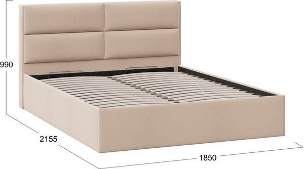 Купить Двуспальная кровать ТриЯ Глосс универсальная с ПМ тип 1 180x200 в Минске