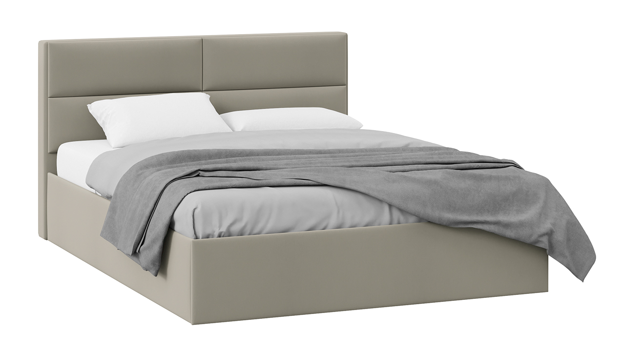Двуспальная кровать ТриЯ Глосс универсальная с ПМ тип 1 180x200 (велюр мокко темный) — фото 1
