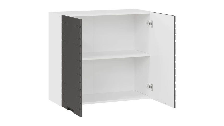 Шкаф навесной для кухни ТриЯ Гренада фреза 1В8 с двумя дверями (белый/холст вулкан) — фото 2