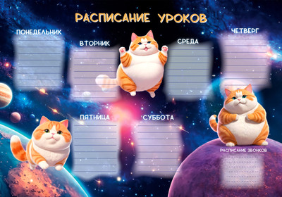 Расписание уроков Listoff Космо-кот / РЛ40042 - 