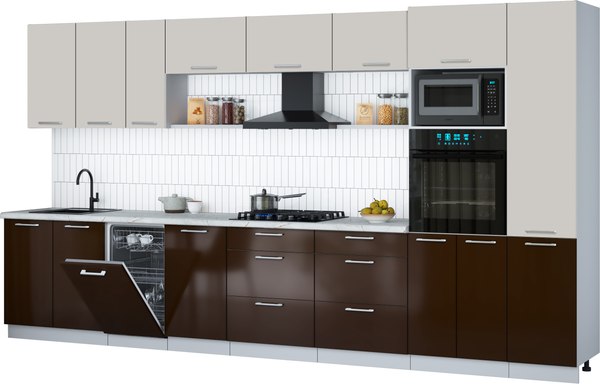 Кухонный гарнитур Интерлиния Мила Gloss 3.9-ПМ3