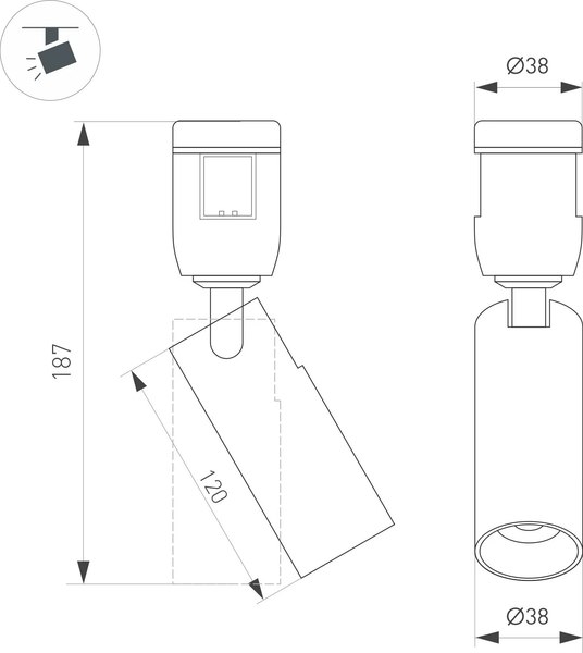Трековый светильник Arlight ART-APRIORI-SPOT-TURN-R38-8W Day4000 OG 36deg / 053977