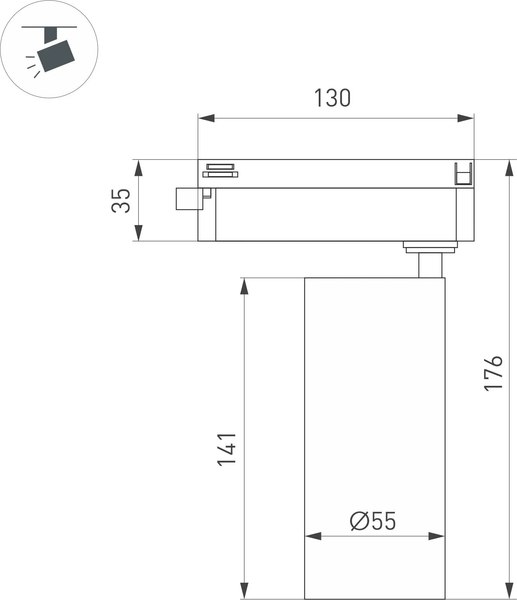Трековый светильник Arlight LGD-GERA-2TR-R55-10W Warm3000 WH 36deg / 055060