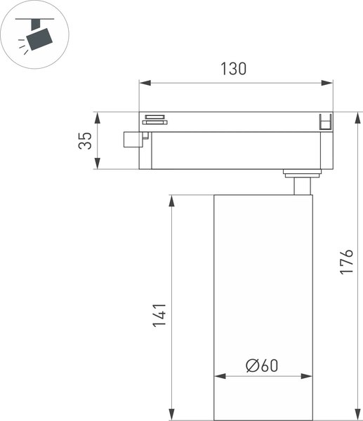 Трековый светильник Arlight LGD-GERA-2TR-R60-15W Day4000 BK 24deg / 055042