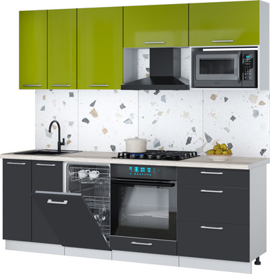 

Кухонный гарнитур, Мила Gloss 2.25-ПМ4