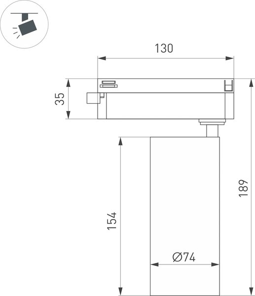 Трековый светильник Arlight LGD-GERA-2TR-R74-20W Warm3000 WH 36deg / 055085