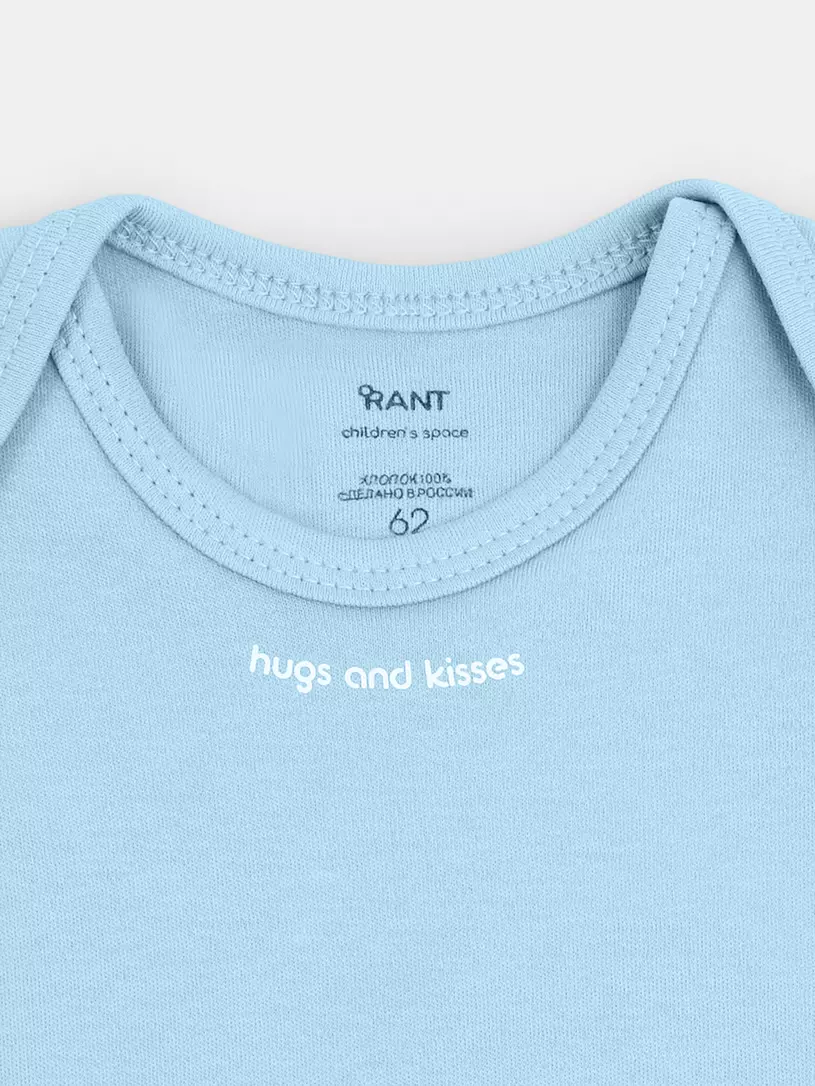 Набор боди для малышей Rant Hugs And Kisses с коротким рукавом / 6272-68 (2шт, Sky Blue, р.68) — фото 4