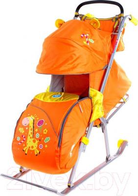 Санки-коляска Ника НД5 Жираф (оранжевыe) - общий вид