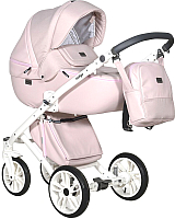Детская универсальная коляска INDIGO Porto 2 в 1 (Po 04, светло-розовая кожа/светло-розовый лен) - 