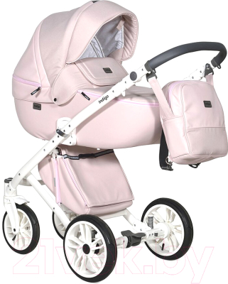 Детская универсальная коляска INDIGO Porto 2 в 1 (Po 04, светло-розовая кожа/светло-розовый лен)