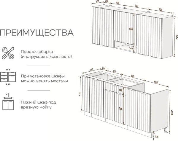 Купить Кухонный гарнитур Arvento АНТА-плюс 1.8м в Могилеве