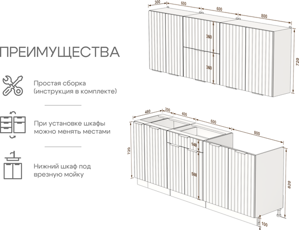 Купить Кухонный гарнитур Arvento АНТА-плюс 2м в Могилеве