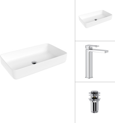 

Умывальник со смесителем, 21487-60 + Cascade 21СК0655C с донным клапаном 21190CH