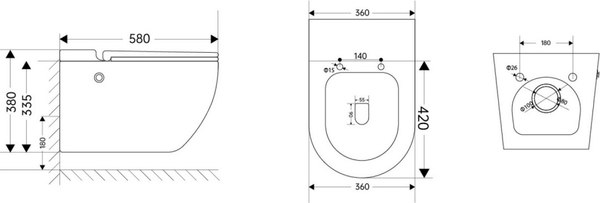 Унитаз подвесной с инсталляцией Abber Bequem AC1108PMB-AC0101P (с импульсным смывом)