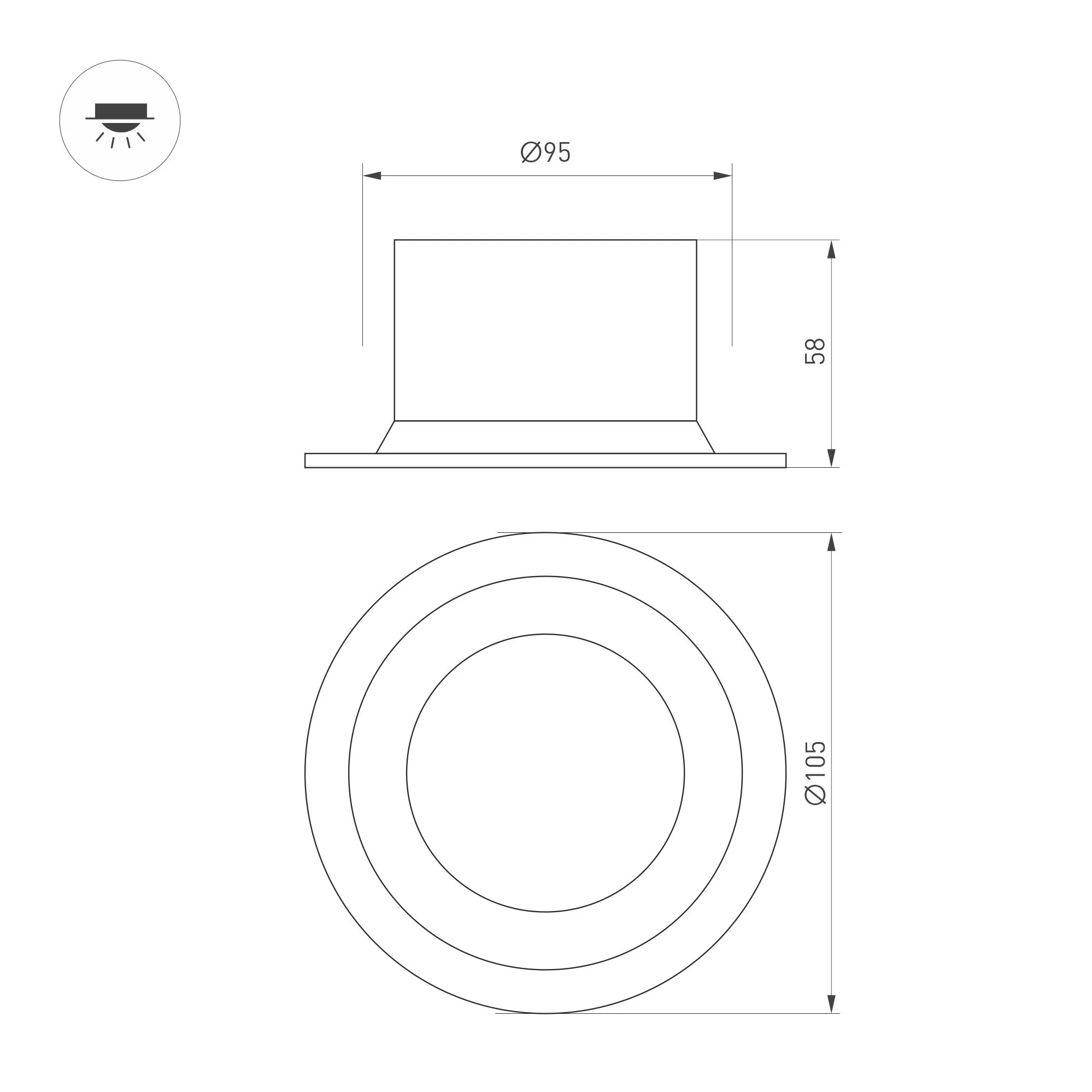 Точечный светильник Arlight MS-DROP-BUILT-R105-14W Warm3000 BK 85deg / 041495 — фото 3