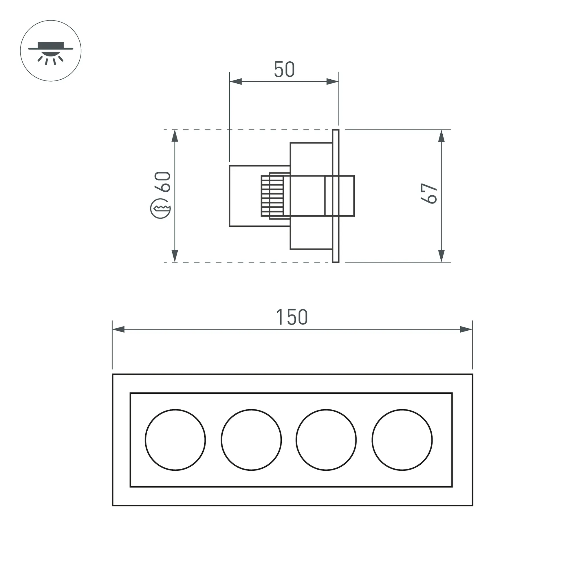 Точечный светильник Arlight MS-ORIENT-BUILT-TURN-TC-S67x150-10W Warm3000 BK-BK / 037208 — фото 6