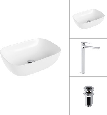 

Умывальник со смесителем, 21493A + Reef 21CK8678C с донным клапаном 21190CH