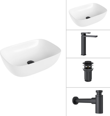 

Умывальник со смесителем, 21493A + Cascade 21СК0655BS + сифон 21635B + дон.клапан 21190B