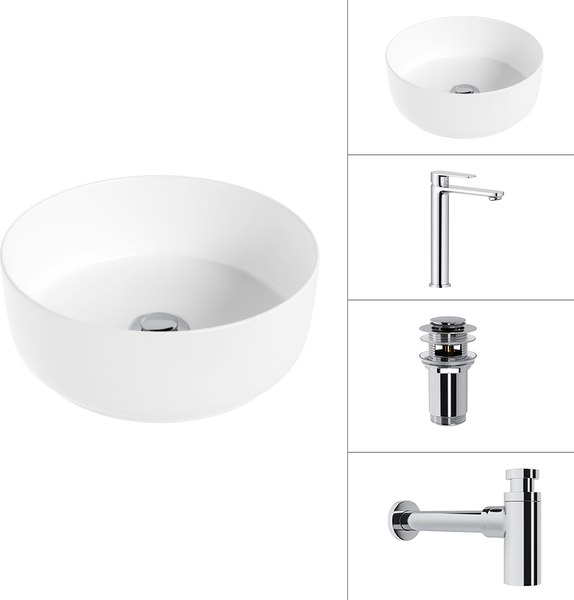 Умывальник со смесителем Lauter 21499-31 + Moon 21СK81691C + сифон 21635CH + дон.клапан 21190CH