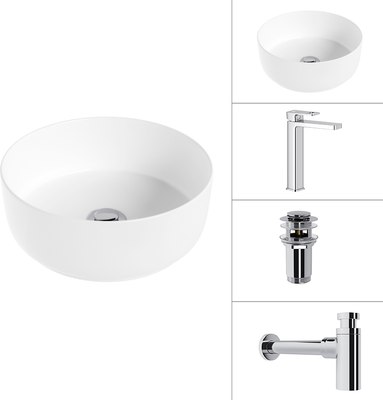 

Умывальник со смесителем, 21499-31+Cascade 21СК0655C+сифон 21635CH+дон.клапан 21190CH
