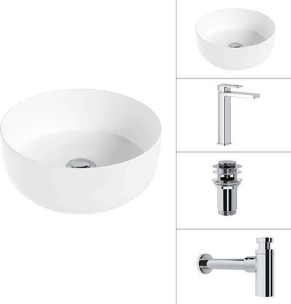 Умывальник со смесителем Lauter 21499-31+Cascade 21СК0655C+сифон 21635CH+дон.клапан 21190CH