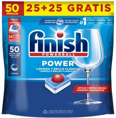 Таблетки для посудомоечных машин Finish Powerball Power Aio (50шт) - 