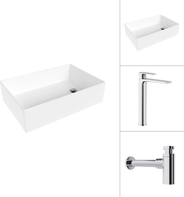 Умывальник со смесителем Lauter 21518-1 + Reef 21CK8678C с сифоном 21635CH (хром) -