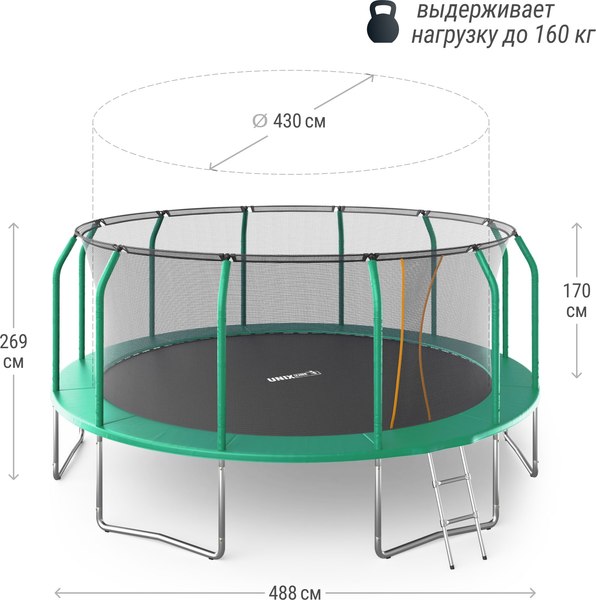 Купить Батут UNIX Line Supreme Basic 16ft / trusub16g в Барановичах