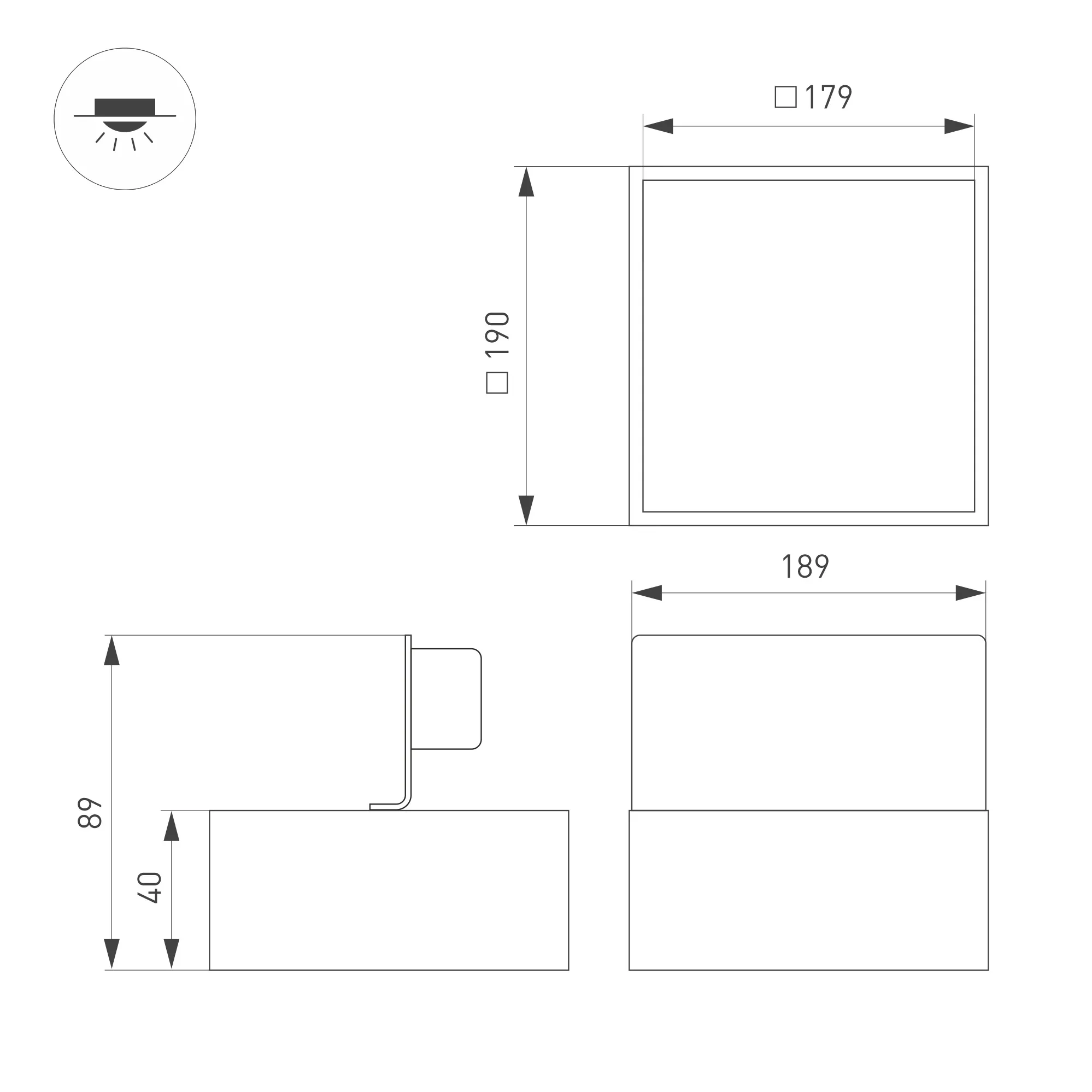 Точечный светильник Arlight DL-GRIGLIATO-S190x190-24W Warm3000 BK 100deg / 045703 — фото 6