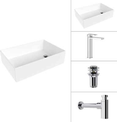 Умывальник со смесителем Lauter 21518-1 + Cascade 21СК0655C + сифон 21635CH + дон.клапан 21190CH (хром) -