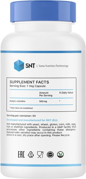 L-карнитин SNT Acetyl 500мг (60 капсул)