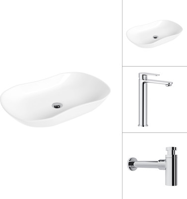 Умывальник со смесителем Lauter 21570 + Moon 21СK81691C с сифоном 21635CH (хром) -