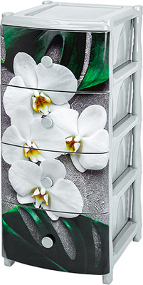 Комод пластиковый El Casa Орхидея 4-х секционный / 640315 (серый) - 