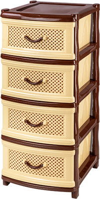 Комод пластиковый El Casa Классика 4-х секционный / 640057 (бежевый/коричневый) - 