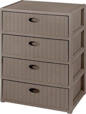 Комод пластиковый El Casa Elegance 4-х секционный / 640588 (серо-коричневый) - 