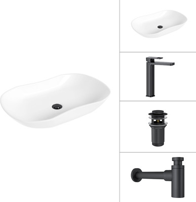 

Умывальник со смесителем, 21570 + Cascade 21СК0655BS + сифон 21635B + дон.клапан 21190B