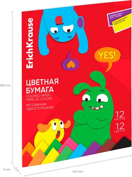 Набор цветной бумаги Erich Krause Jolly Friends / 63622 (12л)